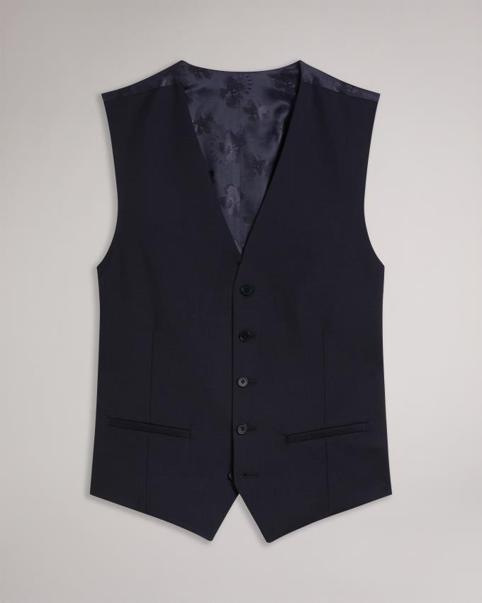 Gilet De Costume Ted Baker Plain Slim Fit Bleu Marine Homme | THB-39266525